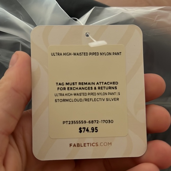 Fabletics Grey Ultra High Waisted Piped Nylon Pants - Picture 6 of 6